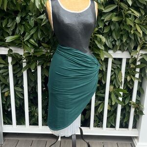 Hot Miami Styles; Emerald; Ruched; Asymmetrical; Slip On Skirt/Swim Cover; L